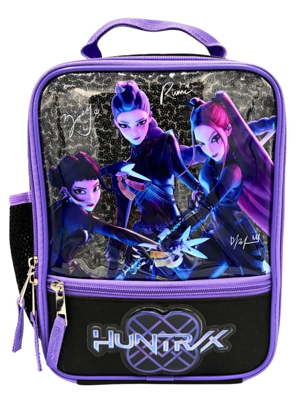 Netflix KPOP Demon Hunter Purple and Black Huntrx Lunch Bag